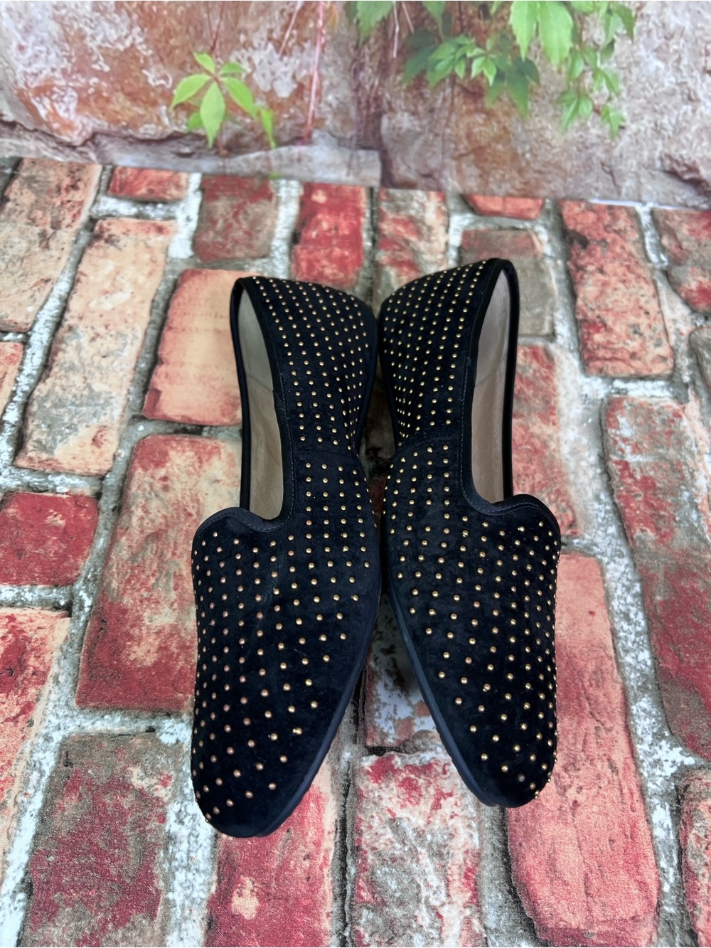 UGG Black Studded Suede Smoking Slippers with Shearling Lining, 11 - Picture 9 of 13